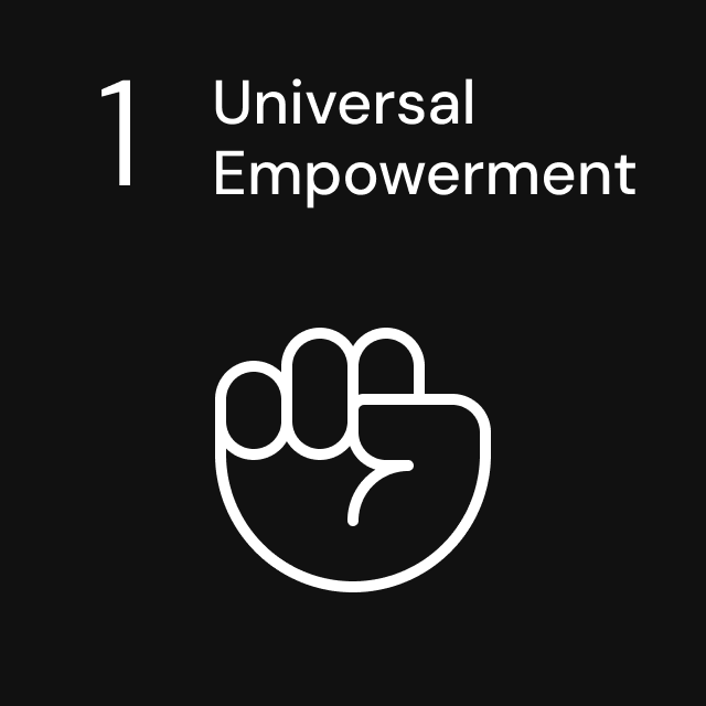 Icon of an fist for Goal 1, representing Universal Empowerment
