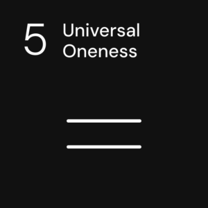 Icon of an "is equal to" symbol for Goal 5, representing Universal Oneness