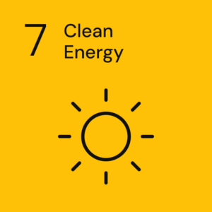 Icon of a sun for Goal 7, representing Clean Energy