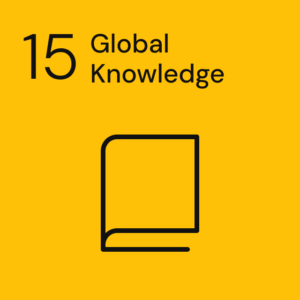 Icon of a book for Goal 15, representing Global Knowledge
